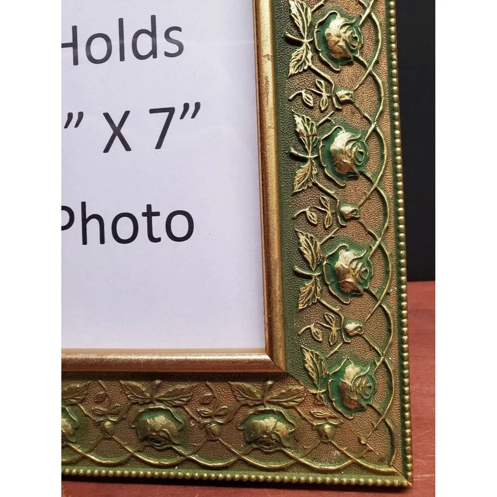 Vintage Decorative Gold and Green Picture Photo Frame 5
